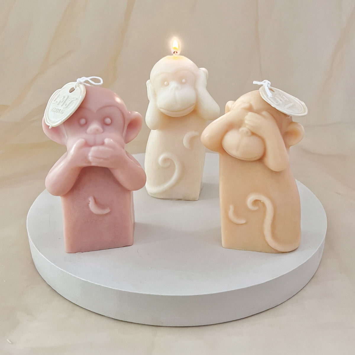 Handmade Three Wise Monkeys Scented Soy Candles | Animal & Pet Candles | LMJ Candles