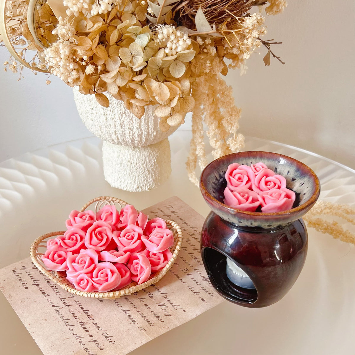 Small Rose Shaped Soy Wax Melts, Floral Wax Tarts - LMJ Candles