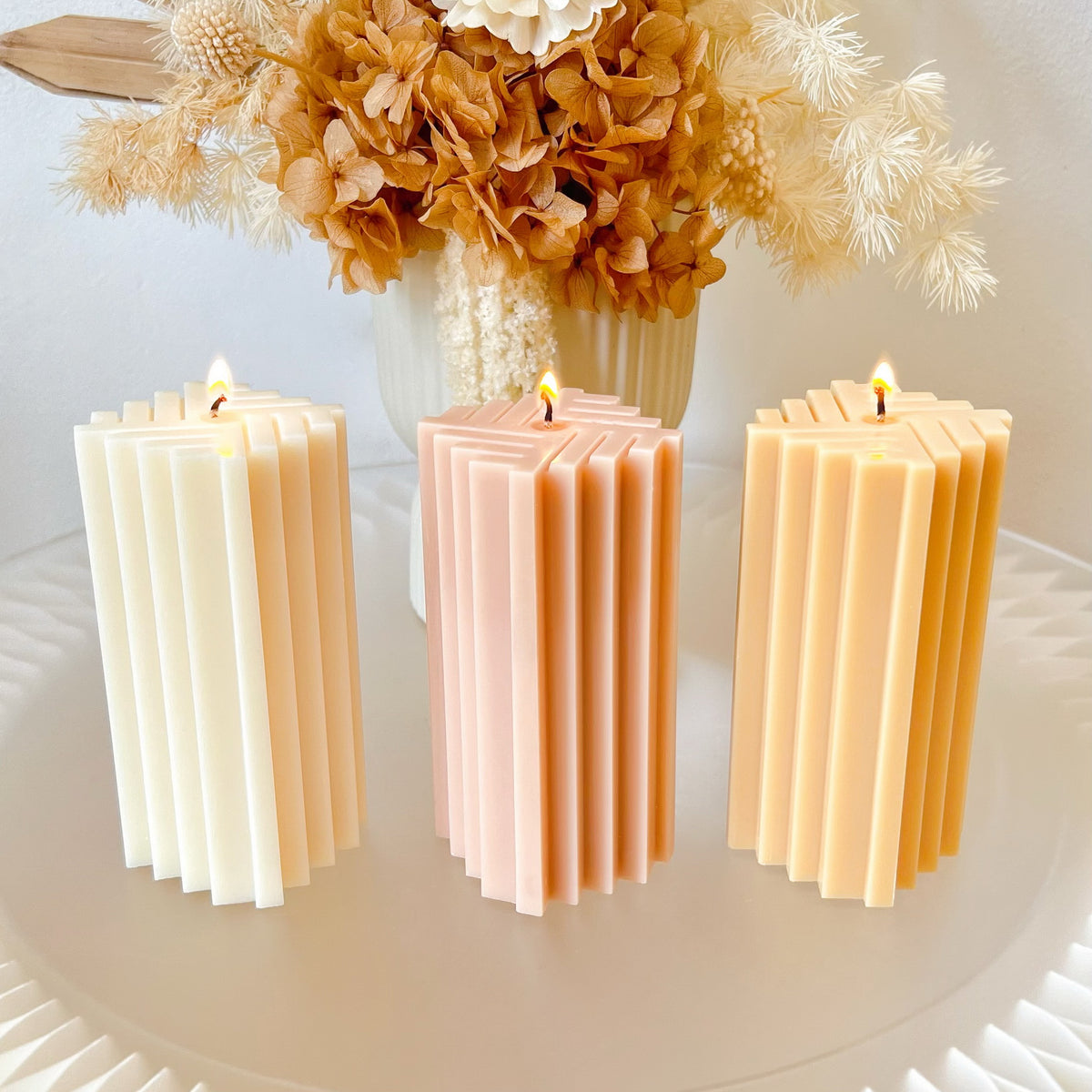 Geometric Square Pillar Candle, Minimalistic Décor - LMJ Candles