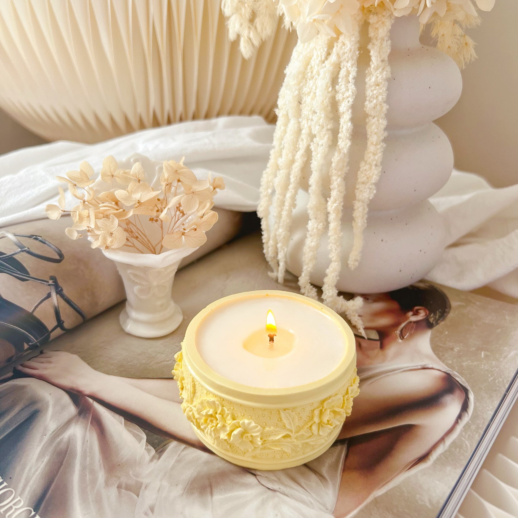 Handmade Daisy Flower Jar Soy Wax Candle | LMJ Candles