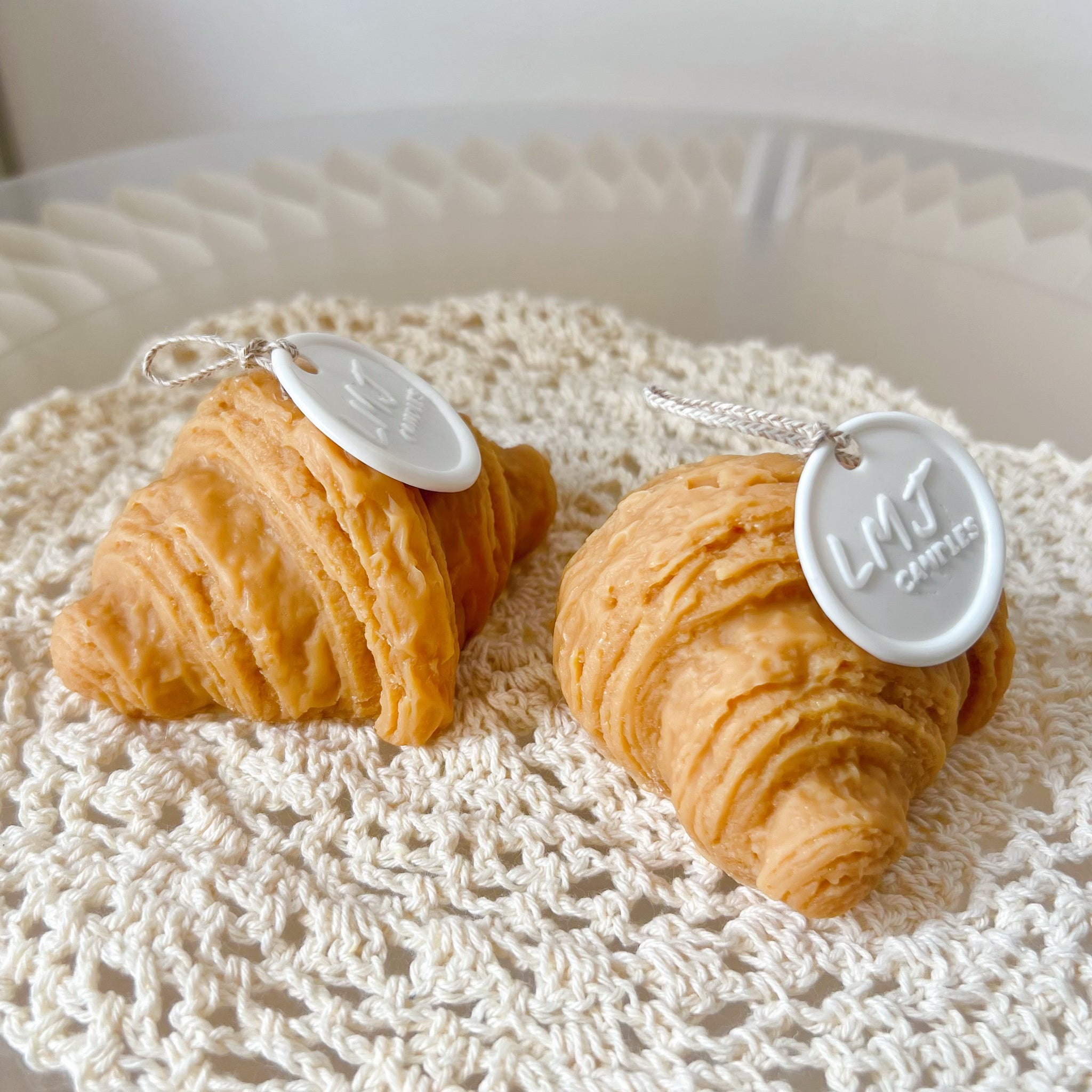 handmade Croissant candle, food shaped candles, LMJ Candles