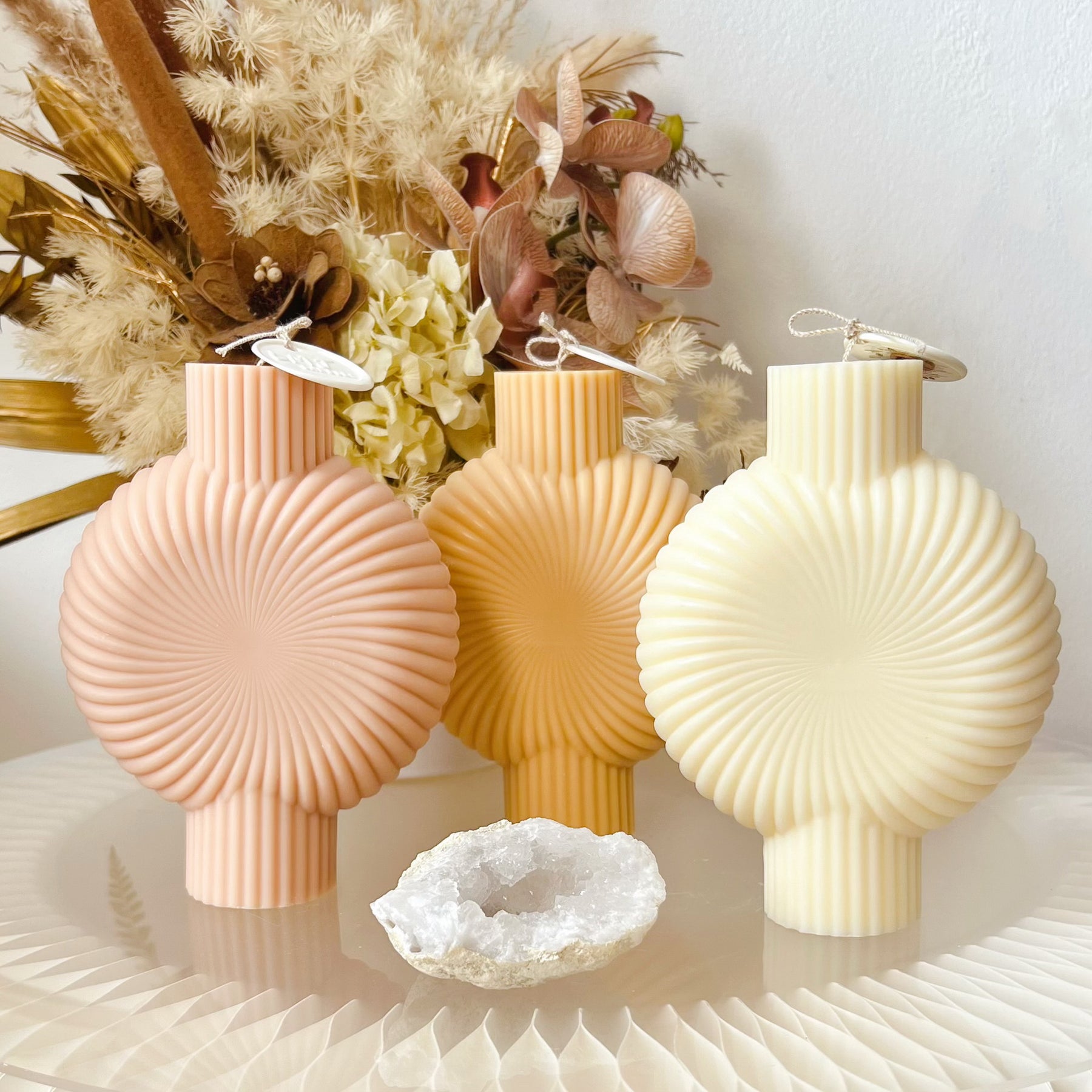 Round Ribbed Vase Scented Soy Candle, Home Décor - LMJ Candles