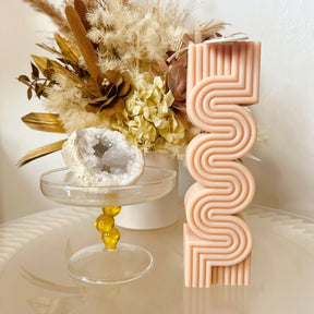 Large Ribbed Wave Soy Pillar Candle, Statement Piece - LMJ Candles