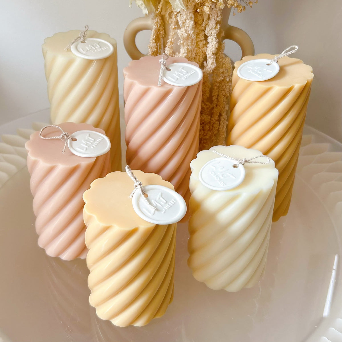 Spiral Pillar Candle, Luxurious Wedding Candle Set - LMJ Candles