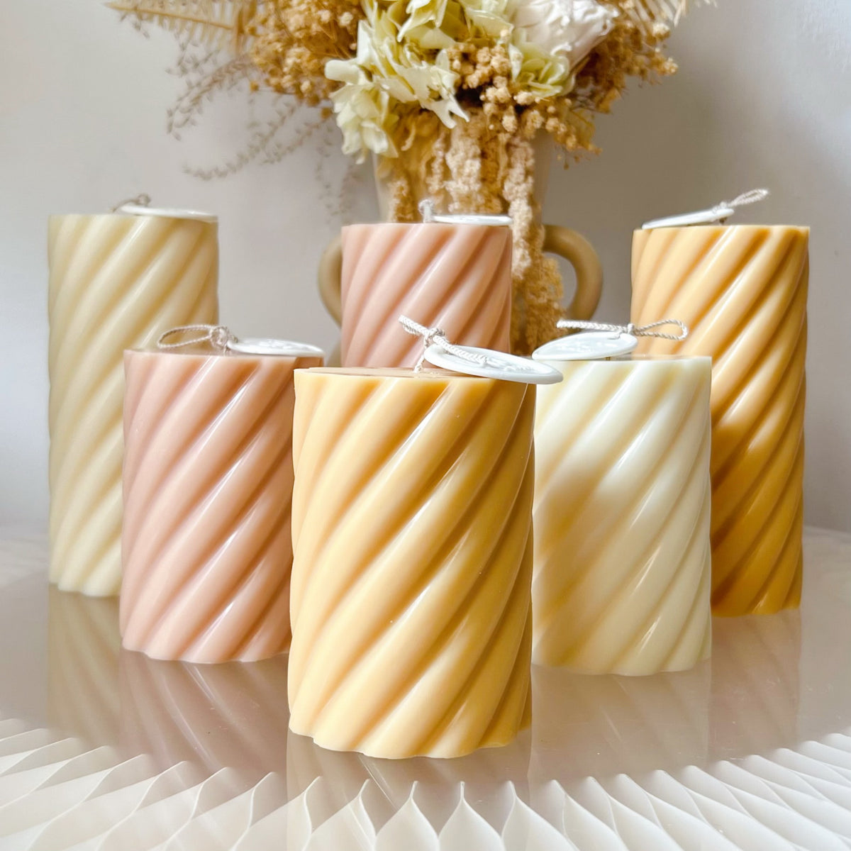 Spiral Pillar Candle, Luxurious Wedding Candle Set - LMJ Candles