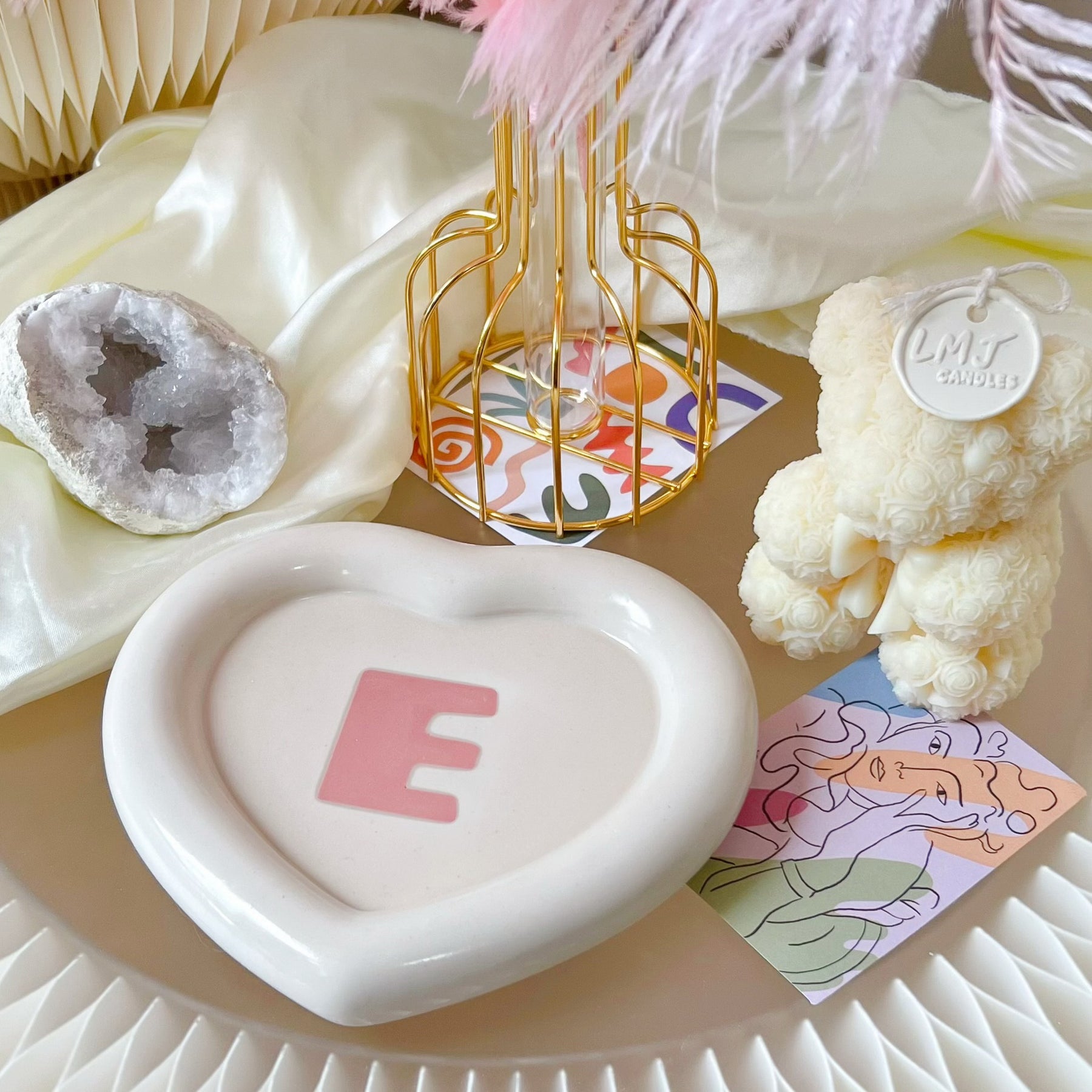 Heart Shaped Personalized Alphabet Letter Candle Tray | LMJ Candles