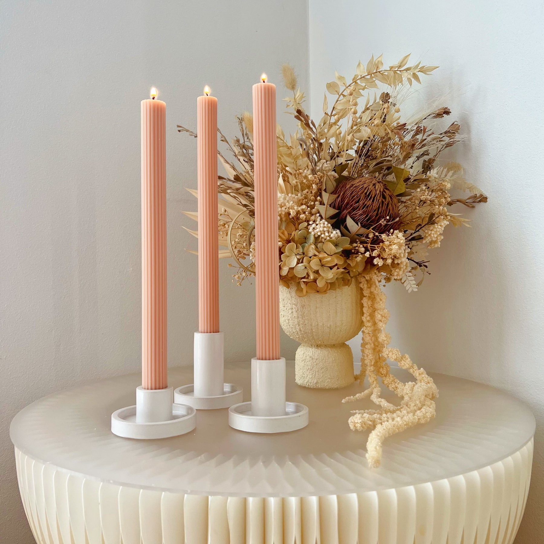 Simple Ribbed Dripless Dinner Candle - Unscented Taper Candle | LMJ Candles