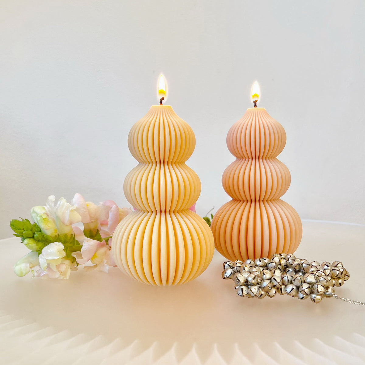 Ribbed Stacked Scented Soy Candle, Christmas Candle, LMJ Candles