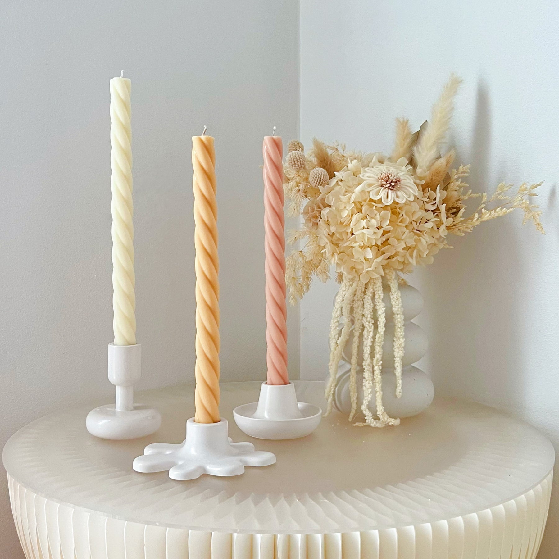Tall Twisted Dripless Dinner Candle - Unscented Taper Candle | LMJ Candles