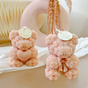 Rose Flower Teddy Bear Candle - Animal Candle Australia | LMJ Candles