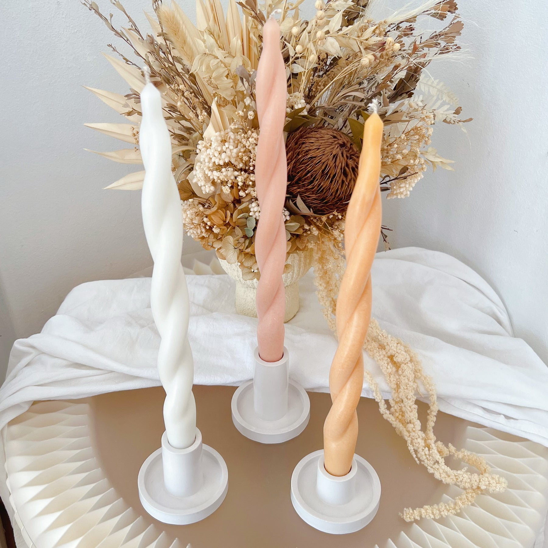 Tall Swirl Dinner Candle - Long Lasting Taper Candle | LMJ Candles