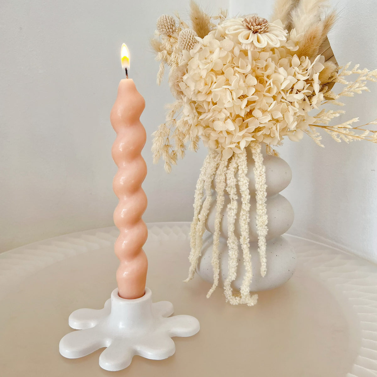 Twisted Dripless Taper Candle, Unscented Diner Candle, Paraffin-free Candlesticks, LMJ Candles