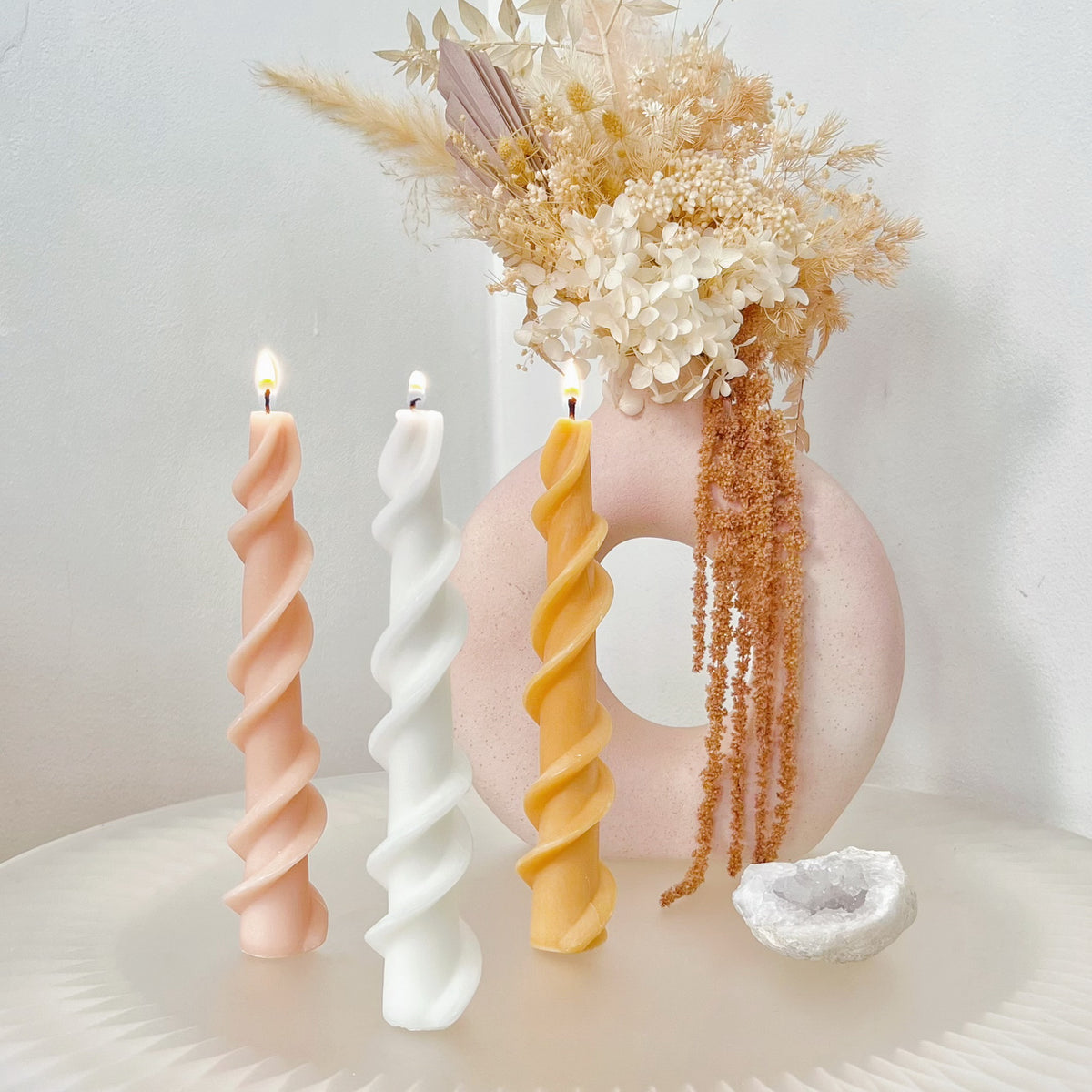 Swirl Dinner Candle - Unscented Taper Candle | LMJ Candles