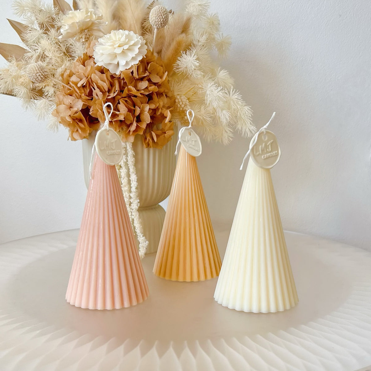 Ribbed Cone Scented Soy Candle, Christmas Candle - LMJ Candles