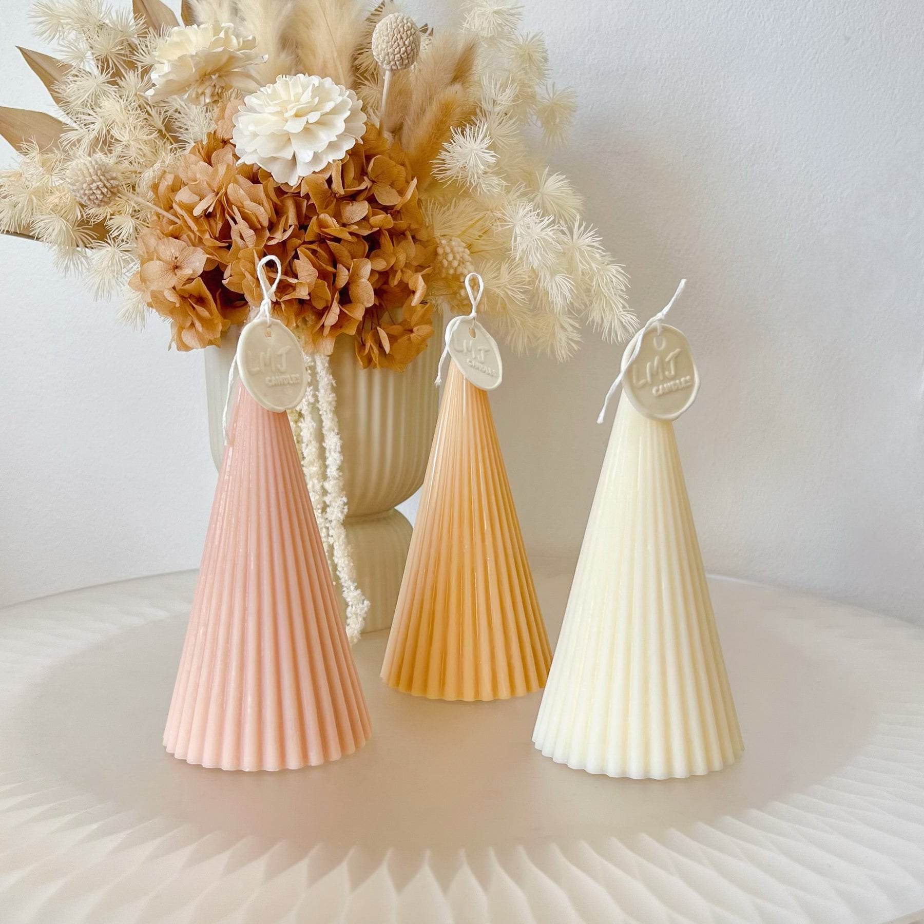 Ribbed Cone Scented Soy Candle, Christmas Candle - LMJ Candles