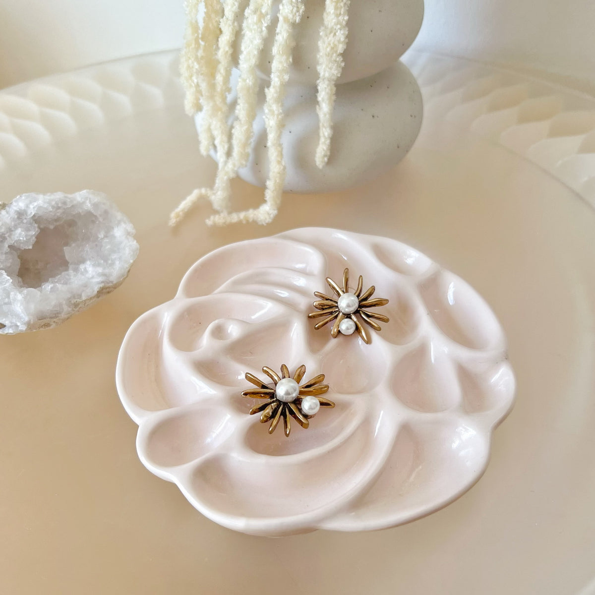 Handcrafted Round Rose Decorative Trinket Dish - LMJ Candles