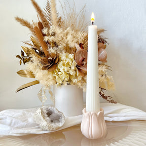 Ribbed Column Dripless Dinner Candle - Unscented Taper Candle | LMJ Candles