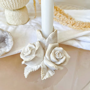 Handmade Rose Flower Taper Candle Holder - LMJ Candles