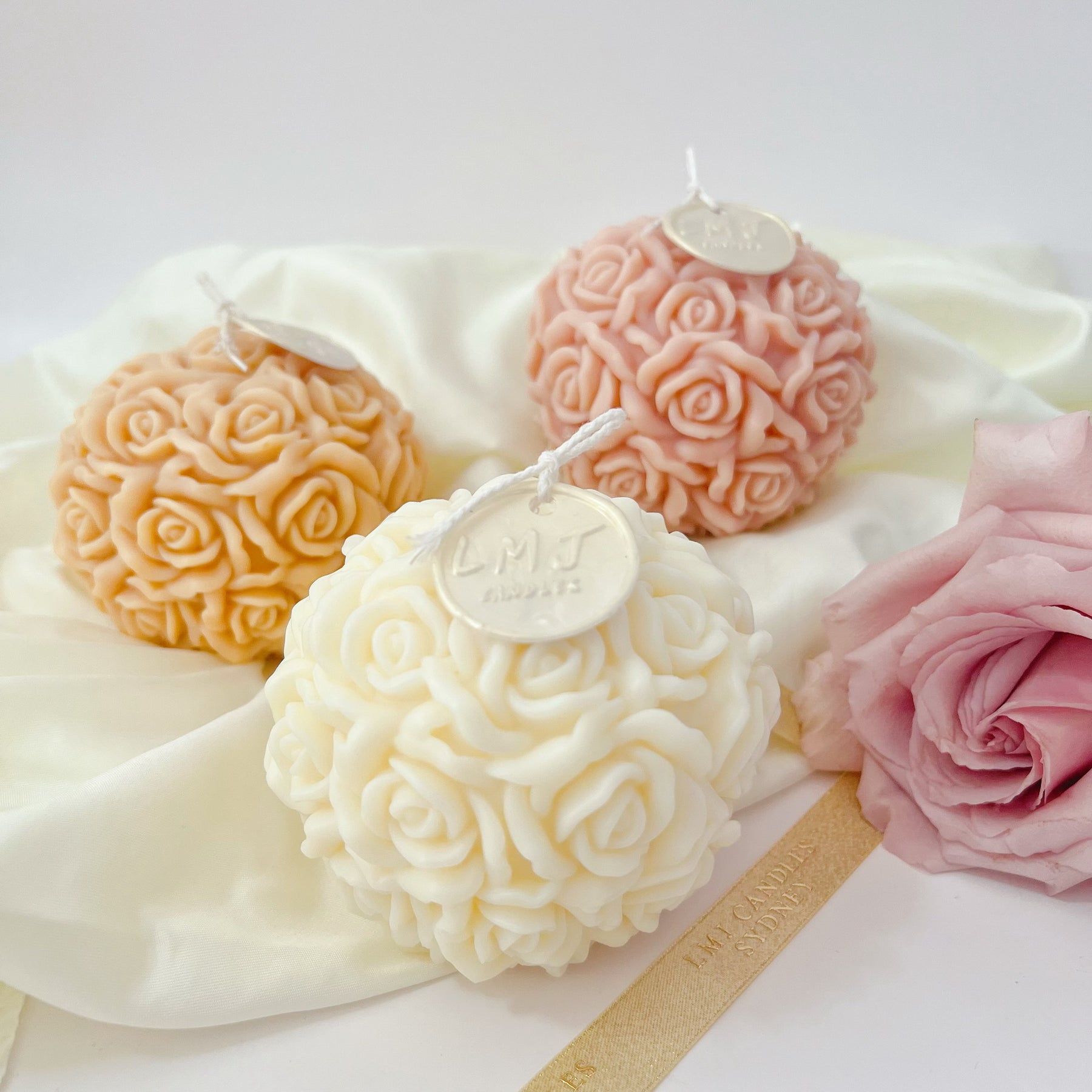 Rose Ball Scented Soy Candle - Wedding Gift Idea | LMJ Candles