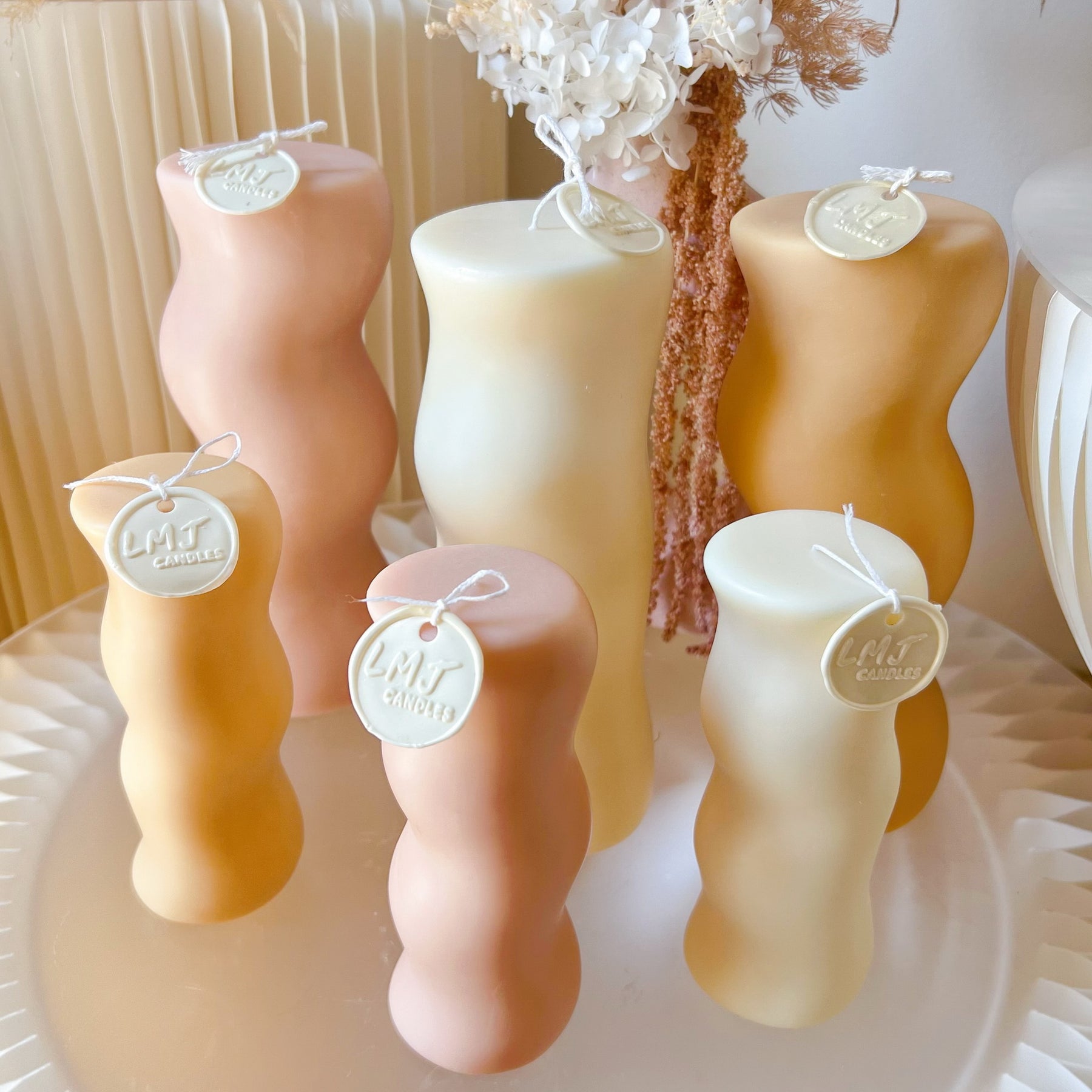 Modern Wave Pillar Candle - Luxurious Soy Candle Set | LMJ Candles