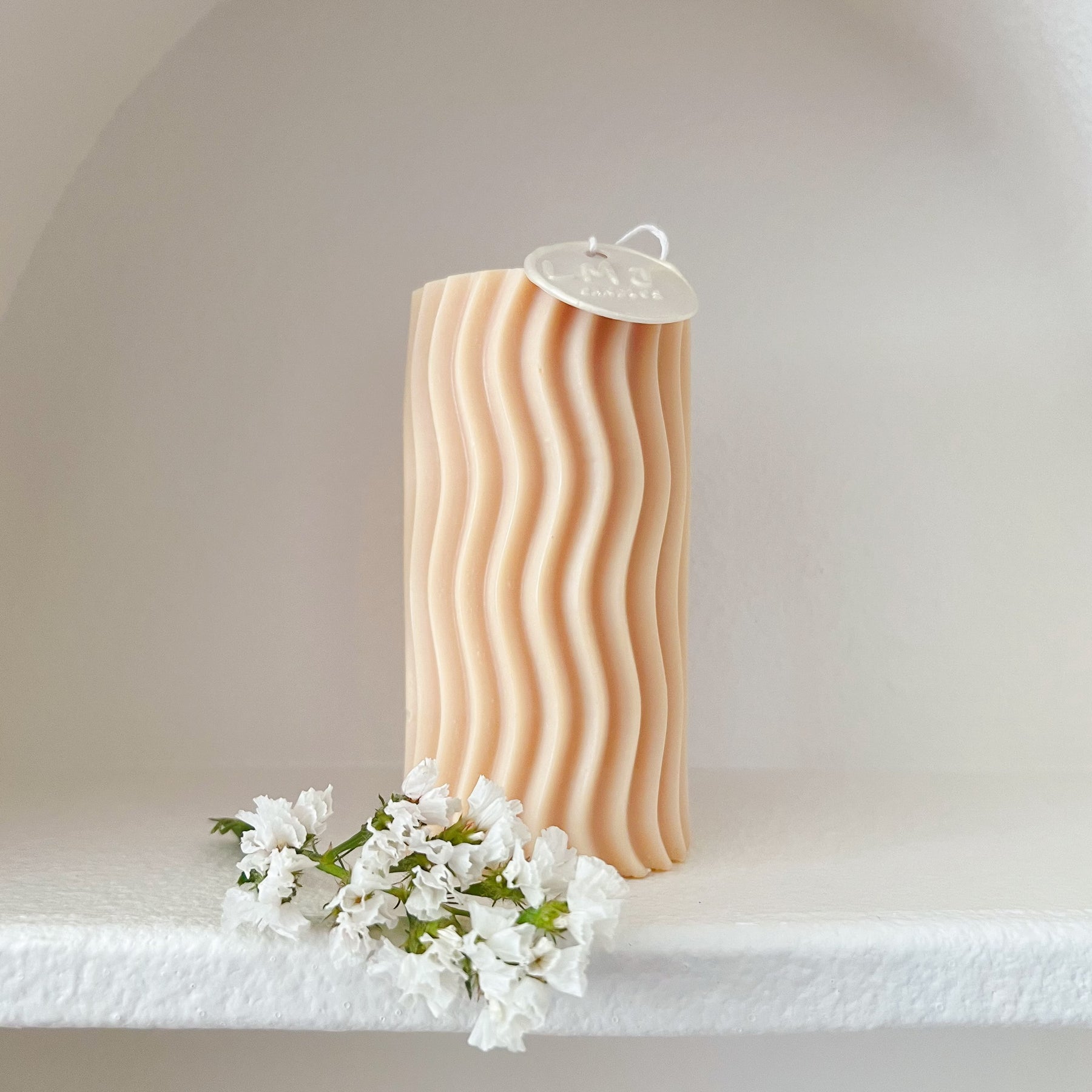 Minimalistic Wave Soy Pillar Candle - Australian Made | LMJ Candles