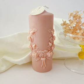 Flower Wreath Pillar Candle - Scented Soy Wax Candle | LMJ Candles