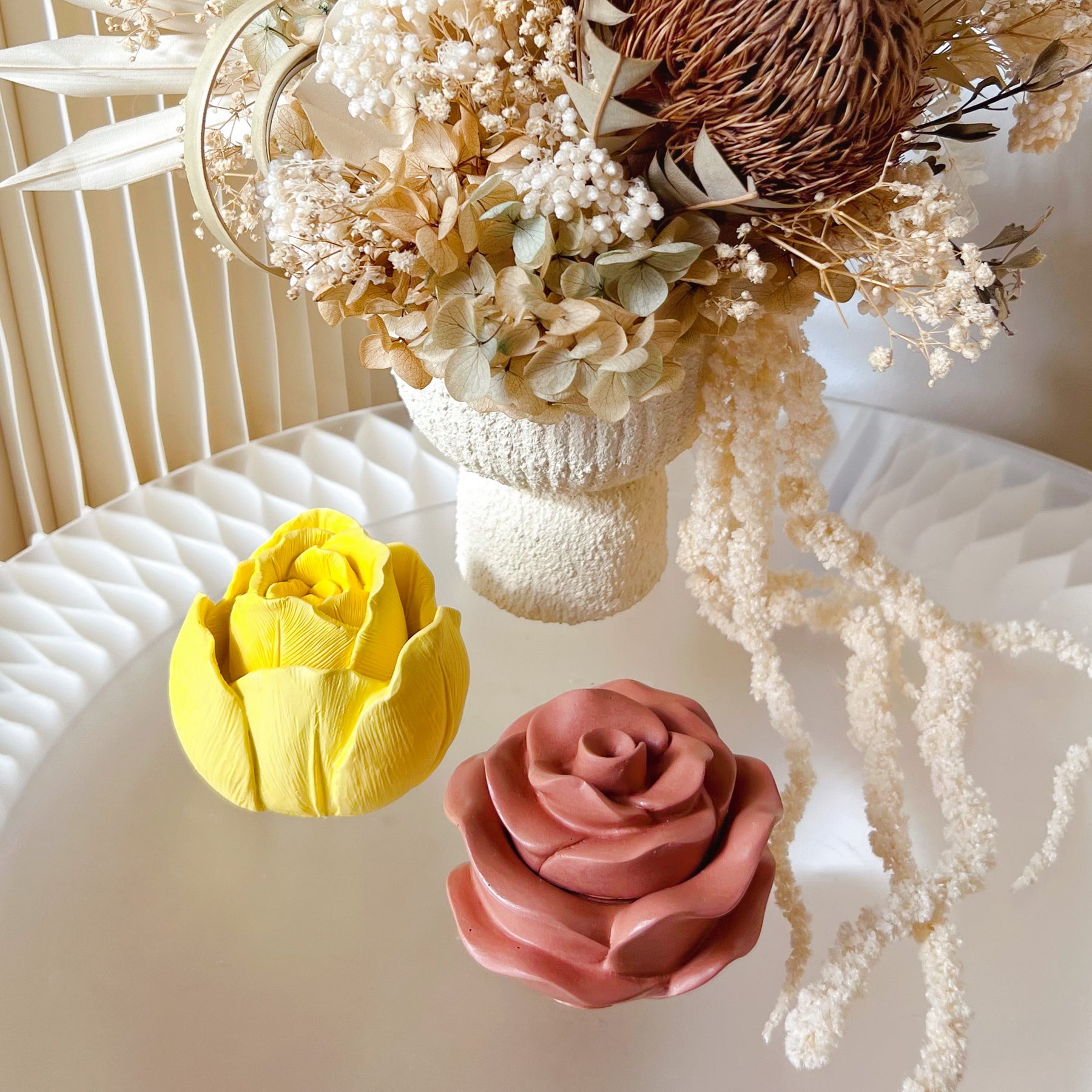 Handcrafted Rose and Tulip Flower Shaped Trinket Box | LMJ Candles