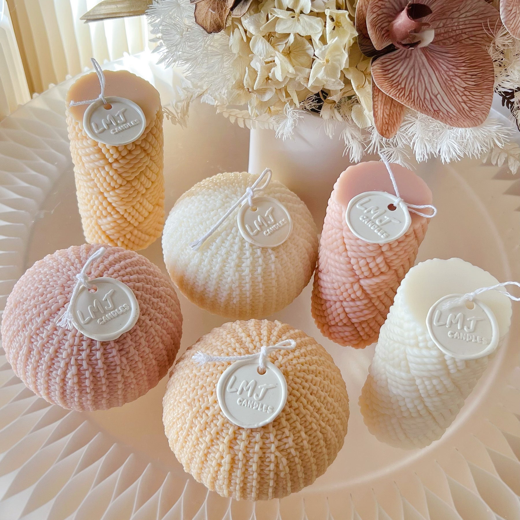 Handcrafted with Creativity: Knitted Scented Soy Ball Candle Pillar Candle | LMJ Candles