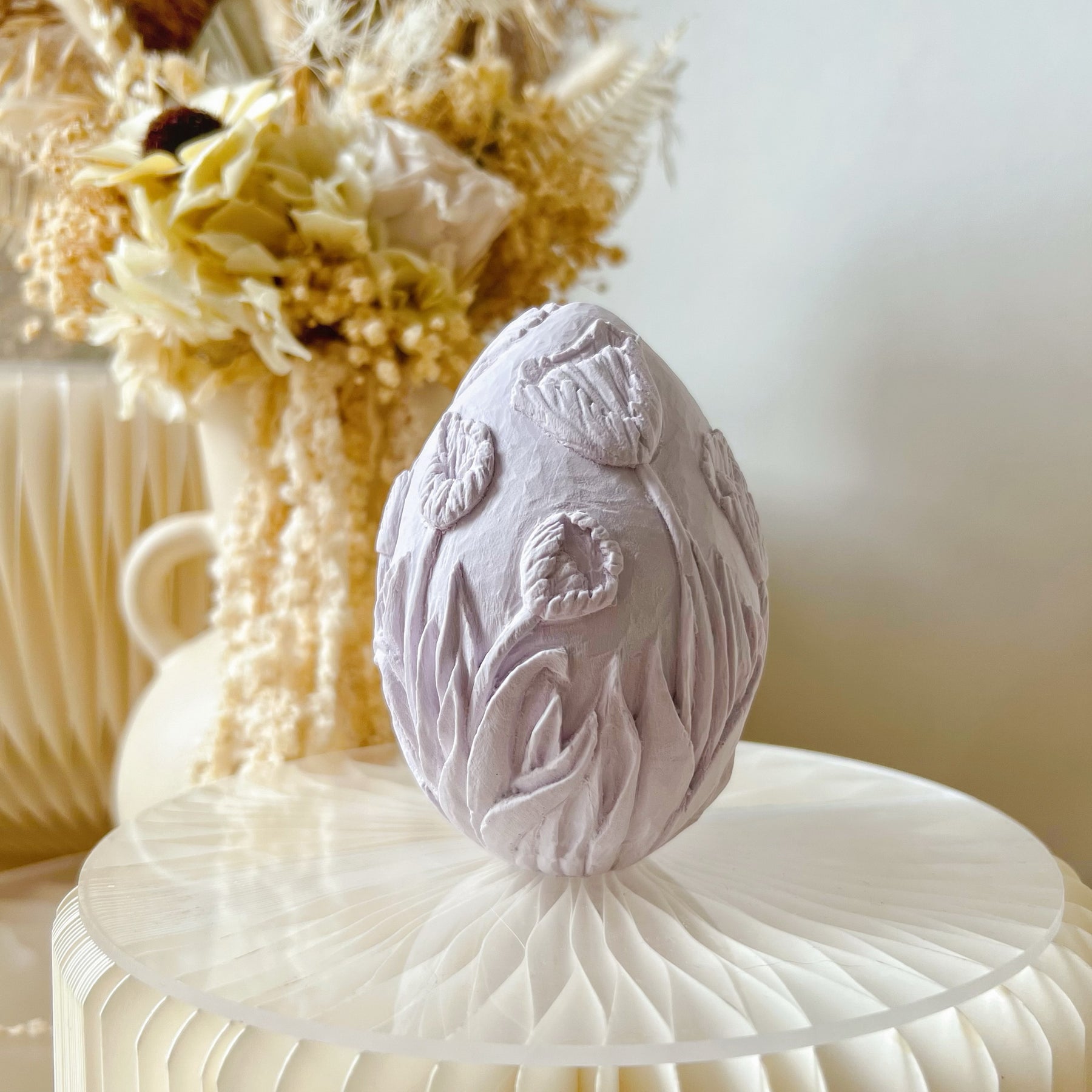 Handmade Carved Tulip Egg Home Décor | LMJ Candles
