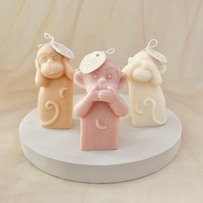 Three Wise Monkeys Candle - See No Evil, Hear No Evil, Speak No Evil | LMJ Candles