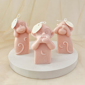 Three Wise Monkeys Candle - See No Evil, Hear No Evil, Speak No Evil | LMJ Candles