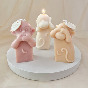 Three Wise Monkeys Candle - See No Evil, Hear No Evil, Speak No Evil | LMJ Candles