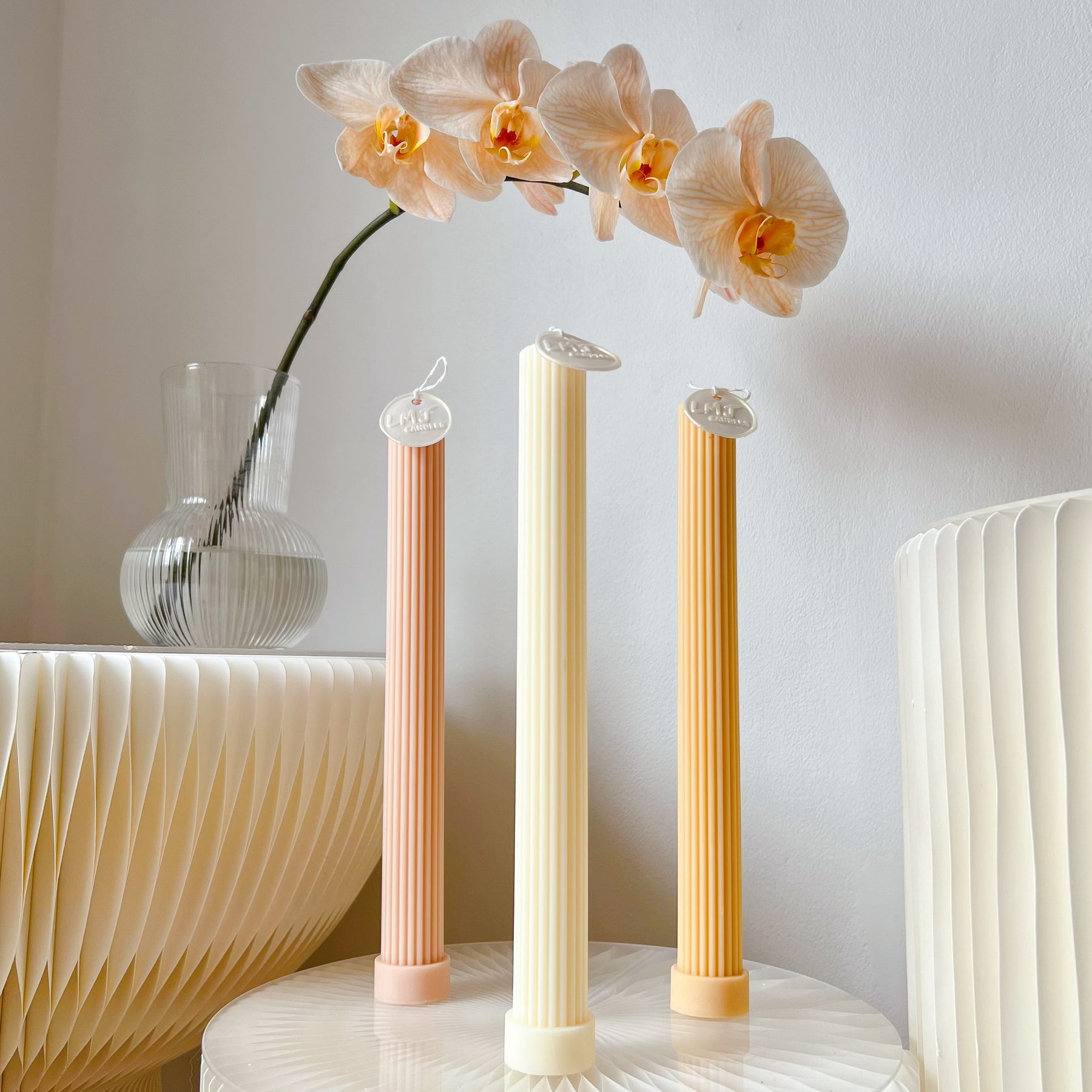 Ribbed Stick Dripless Dinner Candle - Unscented Taper Candle | LMJ Candles