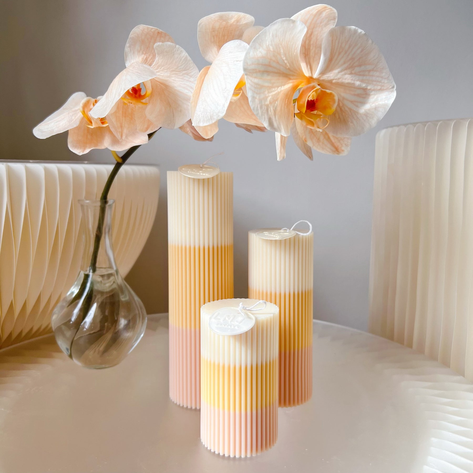 Wedding Candle & Event Décor - Ribbed Pillar Candle | LMJ Candles