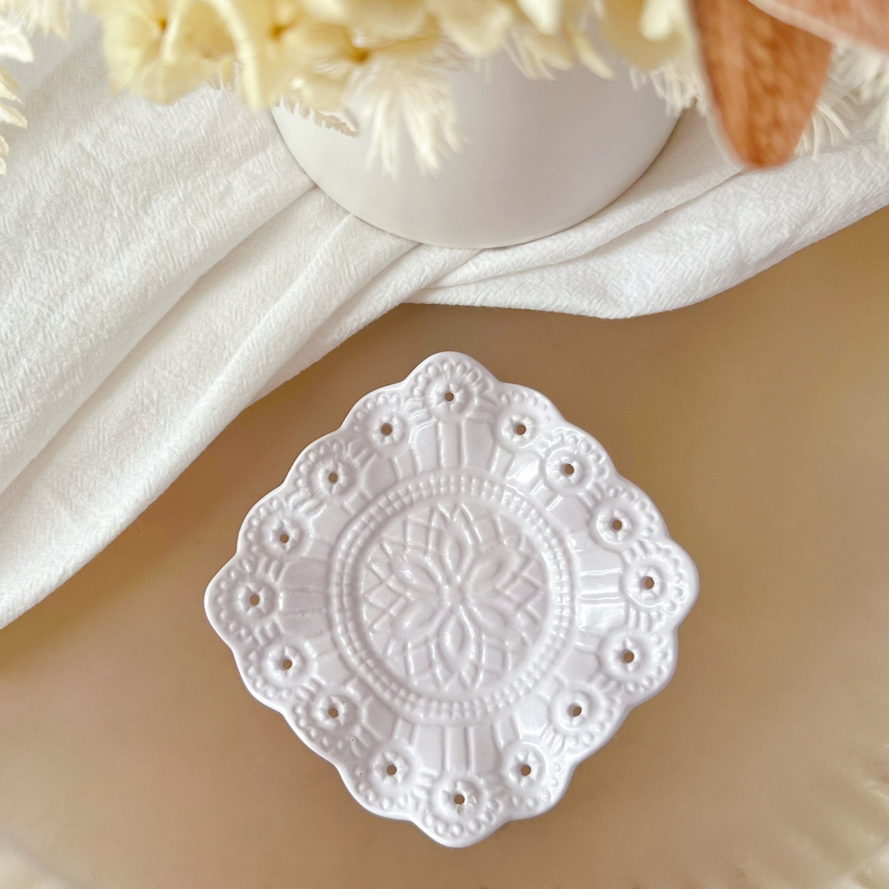 Handcrafted Vintage Frill Decorative Tray | Trinket Dish - LMJ Candles