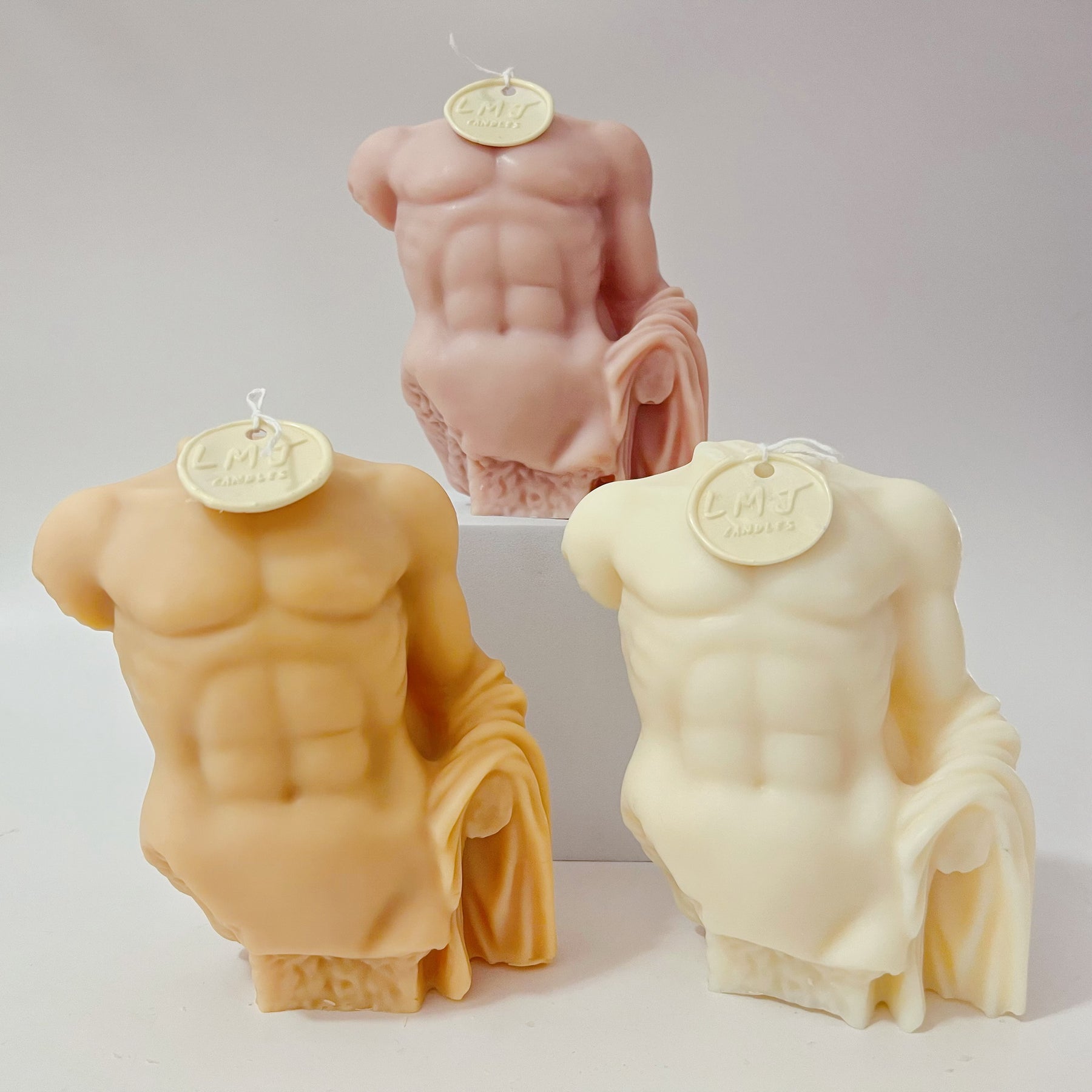 Greek Body Statue Candle - Male Torso Scented Soy Candle LMJ Candles