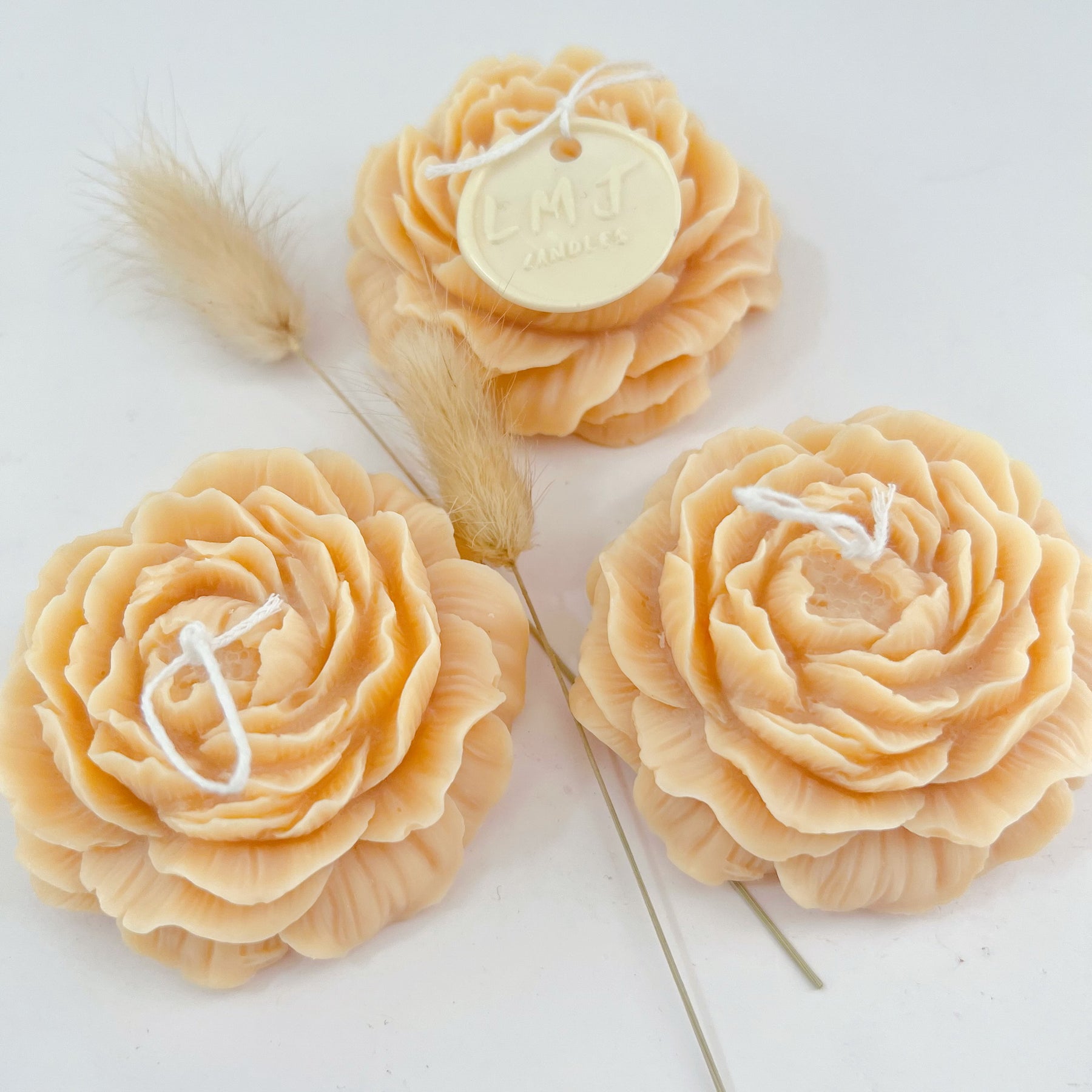 Australian Made Wedding Favours - Peony Flower Candle | LMJ Candles